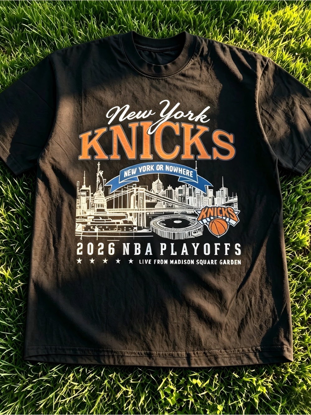 black New York Knicks 2026 NBA Playoffs Women Men T-shirt unisex